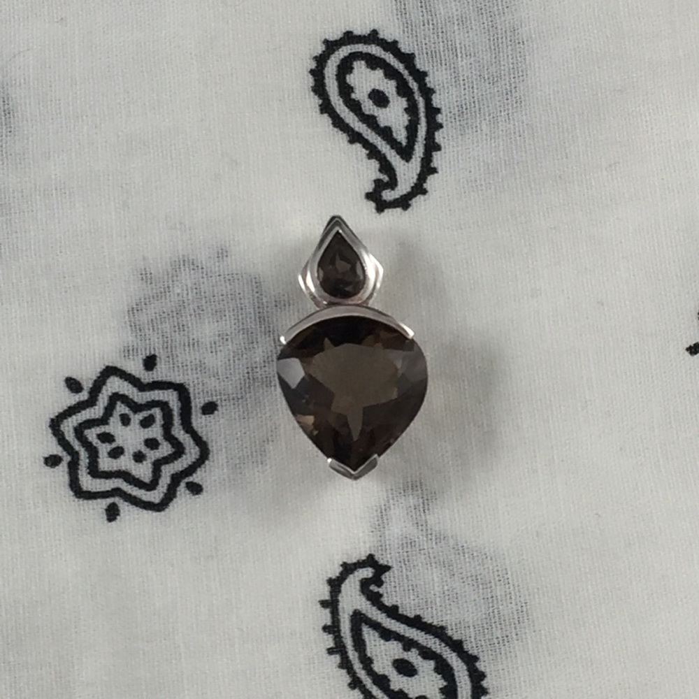 Smoky quartz pendant, sterling silver